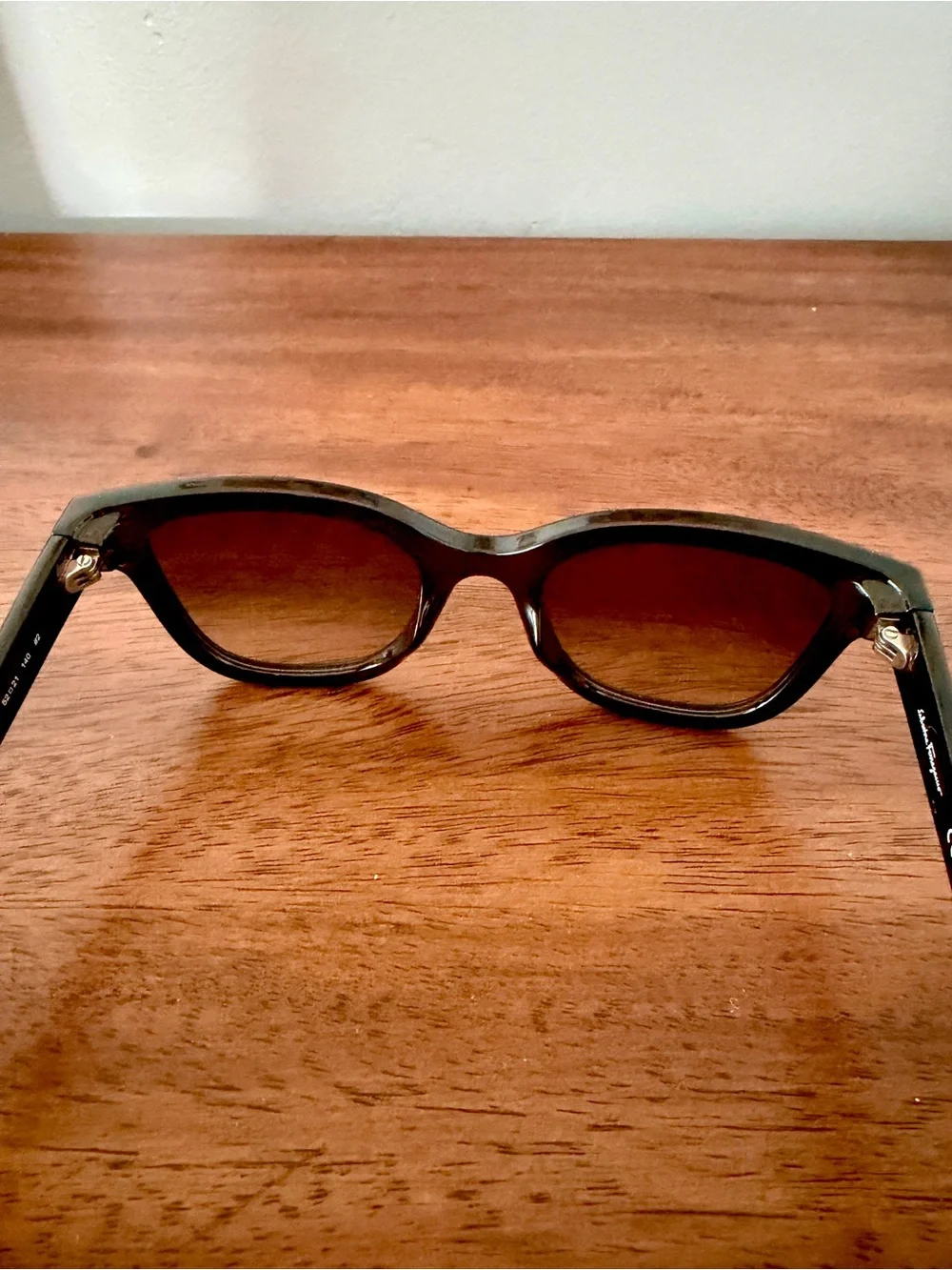 Salvatore Ferragamo Cat Eye Dark Brown Frame Sunglasses with Brown Gradient Lens